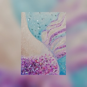 Schimmernde Meerjungfrau Schwanz Metallic Magenta Original Miniatur Gemälde Aceo Atc Ooak Surf Fantasy Fee Fae Sirene Kunst