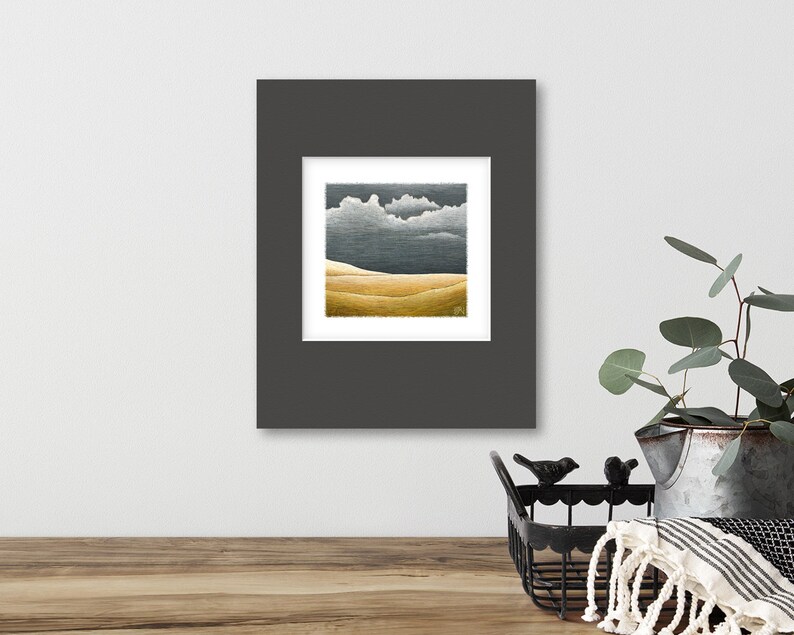 Modern landscape art print of an approaching storm. Small giclee print on high quality, lightly textured archival paper. image 2