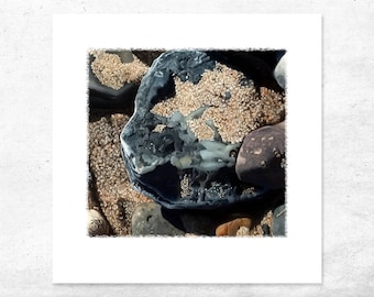 Detailed Art Print of beach stones and pebbles, Australian art, Giclee print, Boutique Wall Decor