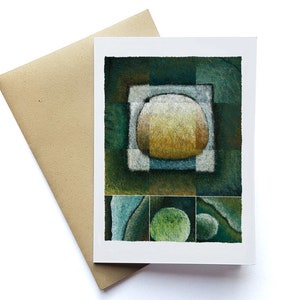 Blank Greeting Card by Australian Artist, Landscape Card, Abstract Modern Card, Green Blue Art Greeting Card, Abstract Birthday Card for Him