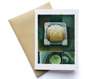 Blank Greeting Card by Australian Artist, Landscape Card, Abstract Modern Card, Green Blue Art Greeting Card, Abstract Birthday Card for Him