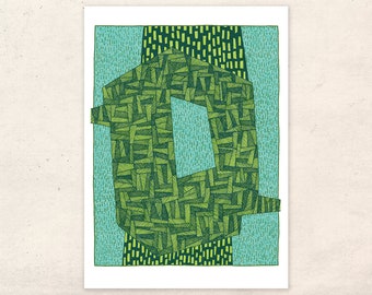 Art print decor, Green abstract shape, Home office design, Green pattern