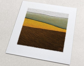 Small abstract print, Rural landscape art print, Home office decor, Country style art