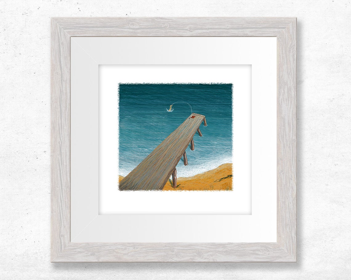 Limited edition beach giclee art print. Small and unique wall Etsy