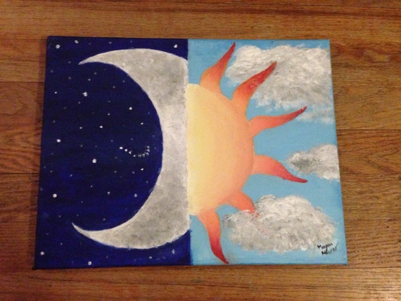 Sun and Moon Acrylic Painting | Etsy