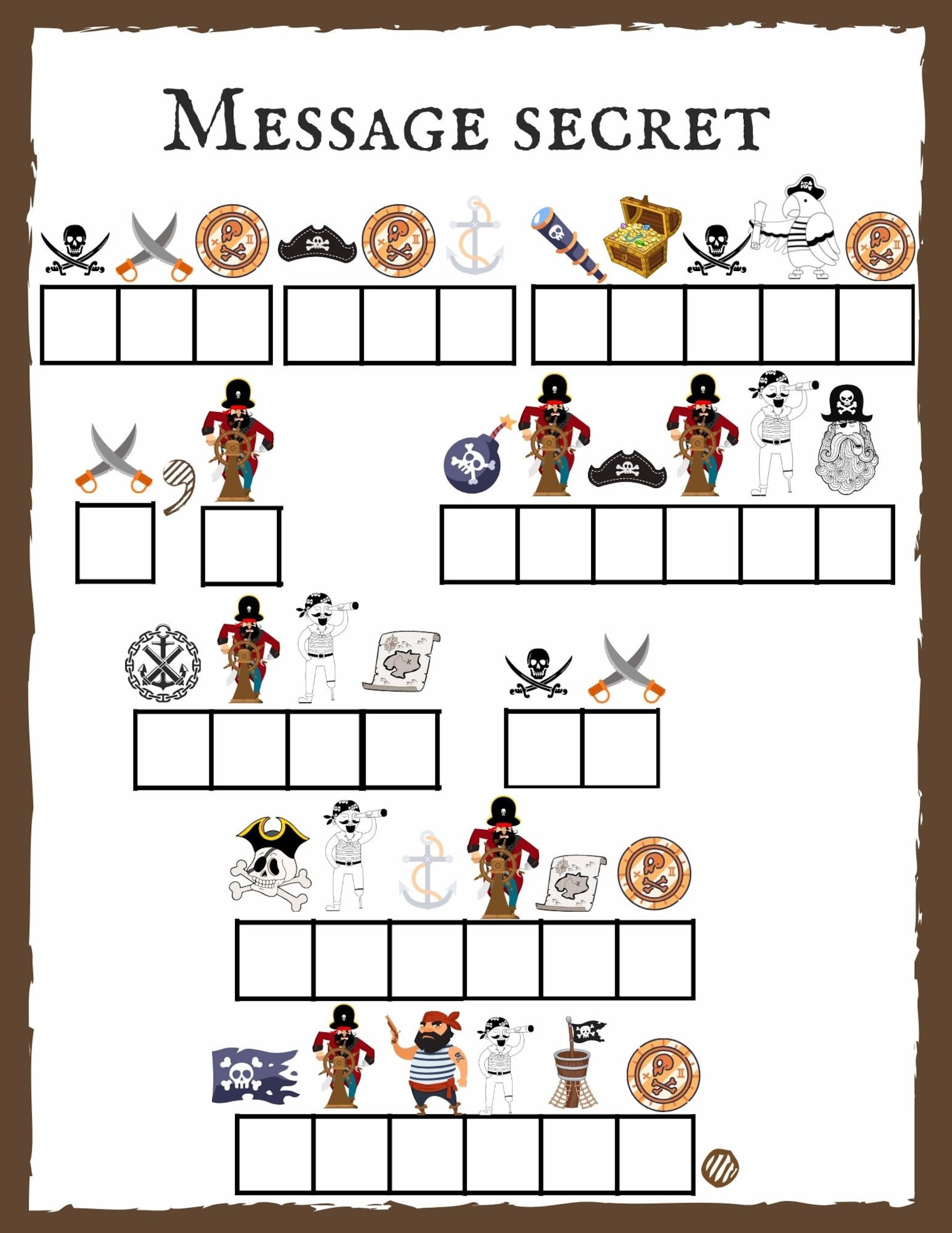 Code Secret Message Codé à Imprimer Pirates Theme Coded Message Game - Etsy