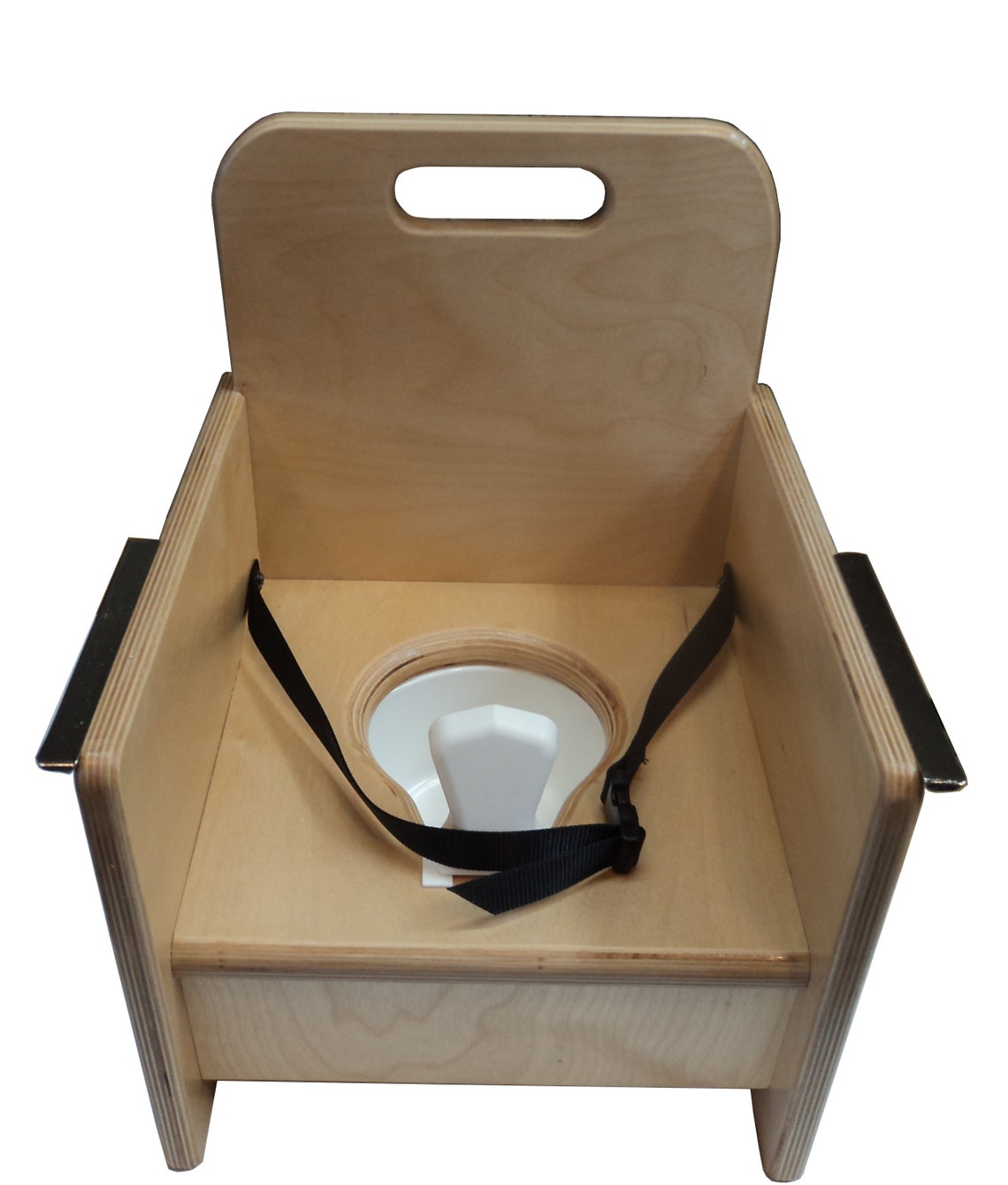A New Wooden Potty Chair W/ Latching Tray, Pot, and Pee Deflector