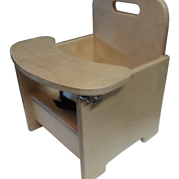 A New Wooden Potty Chair w/ latching tray, pot, and pee deflector  - nursery chair