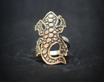 Lizard ring, brass gecko ring, adjustable animal totem tribal jewelry, mens viking jewelry cosplay costume accessories