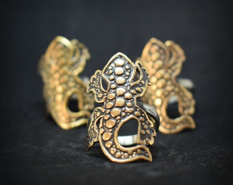 Brass lizard ring, wild animal inspired tribal gecko ring jewelry, mens womens viking jewelry cosplay costume accessories, unisex totem ring