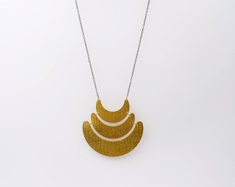 Long necklace, Raw brass necklace, Long statement necklace, Geometric necklace, large bold necklace, long chain necklace