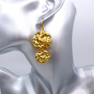 Hammered brass earrings, Circle drop Earrings, Raw brass drop earrings,  Geometric dangle earrings