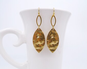 Raw brass drop earrings, Geometric dangle earrings, Simple earrings,  brass earrings