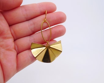 Raw brass drop earrings, Geometric dangle earrings, Simple earrings,  brass earrings, gold earrings