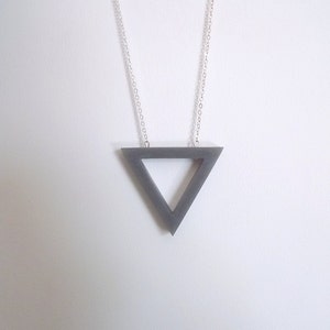 Simple triangle necklace, Long necklace,Grey pendant necklace, Geometric necklace image 1