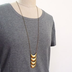 long necklace, Raw brass necklace, Geometric necklace, Long chain necklace, Long statement necklace, minimalist necklace