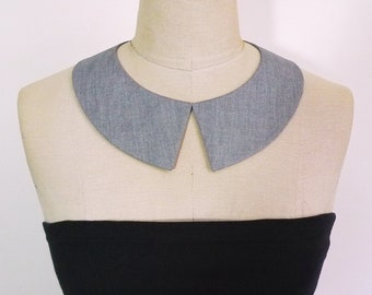 Collar Peter Pan. Collar de cuello gris. Collar desmontable, collar extraíble