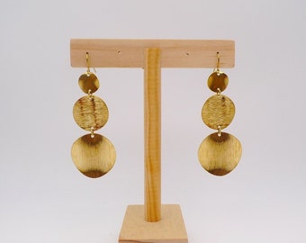 Raw brass earrings, Geometric dangle earrings, Simple earrings,  Moden earrings
