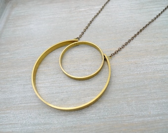 Long necklace, Raw brass necklace, Geometric necklace, Long statement necklace,minimalist necklace