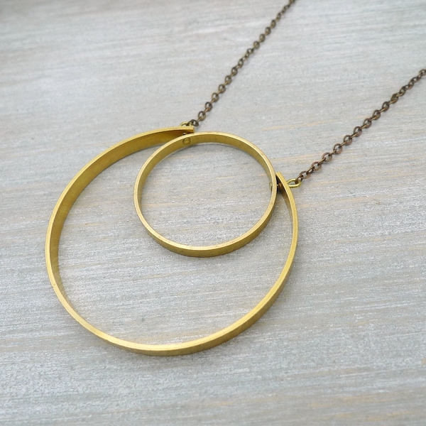 Long necklace, Raw brass necklace, Geometric necklace, Long statement necklace,minimalist necklace