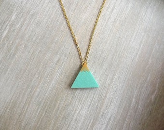 Snowy mountain necklace, Triangle pendant, Geometric necklace,