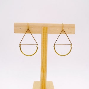 Raw brass earrings, Geometric dangle earrings, Simple earrings, Moden earrings image 2