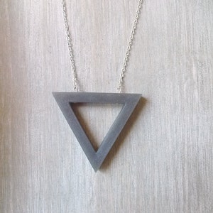 Simple triangle necklace, Long necklace,Grey pendant necklace, Geometric necklace image 4