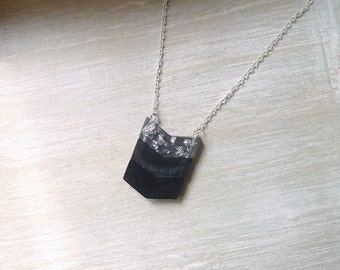 Long necklace,  Chevron necklace, Ombre  black necklace, Geometric necklace, pendant necklace