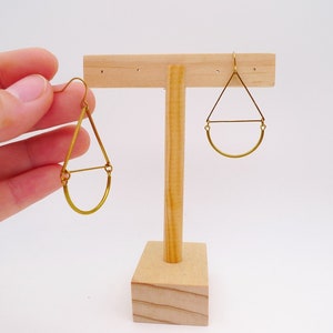 Raw brass earrings, Geometric dangle earrings, Simple earrings, Moden earrings image 7