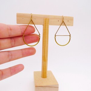 Raw brass earrings, Geometric dangle earrings, Simple earrings, Moden earrings image 3