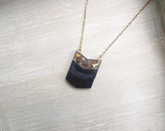 Long necklace, Chevron necklace, black and gold, Geometric necklace, Ombre black necklace