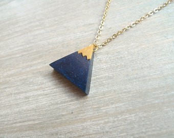 Snowy mountain necklace, Triangle pendant, Geometric necklace,