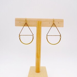 Raw brass earrings, Geometric dangle earrings, Simple earrings, Moden earrings image 5