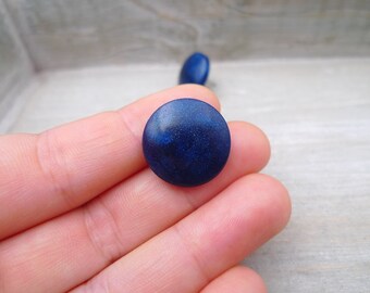 Large Deep Blue Resin Stud Earrings: Stainless Steel Posts