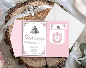 Storybook Wedding Invitation Suite | Fairytale Castle Design, Fully Assembled (Digital Download Available)
