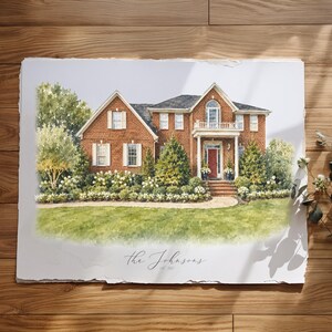 Custom Watercolor House Portrait | Fine Art Deckled Edge Print
