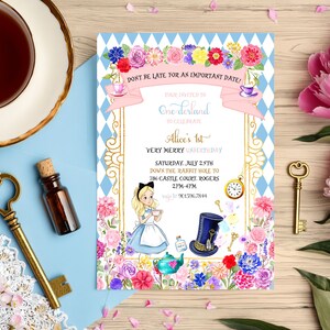 One-derland Alice 1st Birthday Invitation | Whimsical Tea Party Digital File