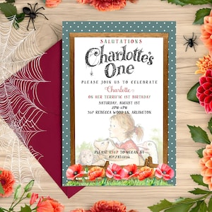 Charlotte's One Birthday Invitation | Farm Storybook First Birthday Invite (Digital Download)