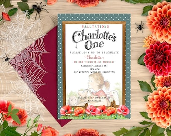 Charlotte's 1st Birthday Invitation | Storybook Farm Animal Theme, Printed