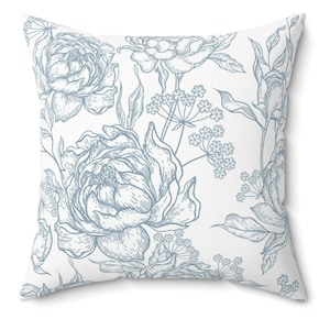 French Vintage Floral Pillow Toile Home Decor Accent Toile Vintage Cushion Decorative Floral Pillow for Living Room Vintage Bedroom Decor