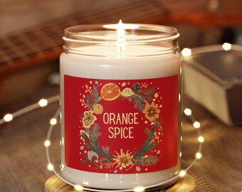 Christmas Scented Soy Candle, Orange Spice, Holiday Home Fragrance