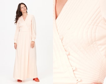 Vintage 70s Blush Pink Robe Christian Dior, I. Magnin Loungewear