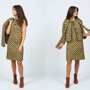 Vintage 60s Plaid Wool Two Piece Dress and Jacket NAN DUSKIN