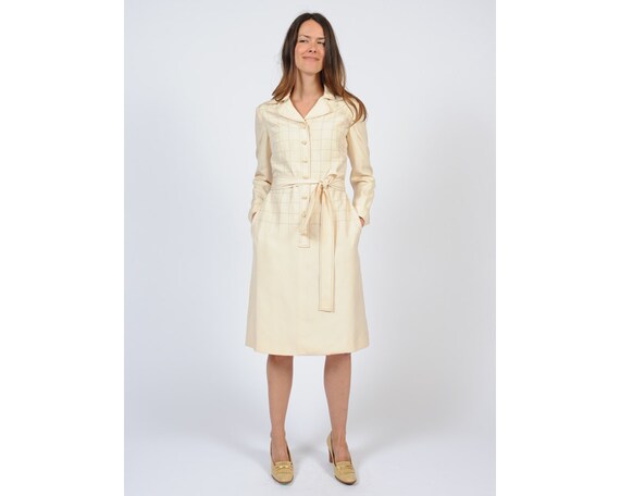 Vintage Ivory Shirt Dress Silk Shift Dress With Belt Casi Hong Kong Medium  - Etsy