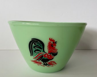 Vintage Jadeite Bowl with Rooster