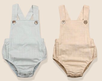 Boys Family Picture Outfit Boys Shortalls Sage Green Linen Baby Boys Romper Boys Vintage Style Romper Toddler Boys Linen Overall Shorts