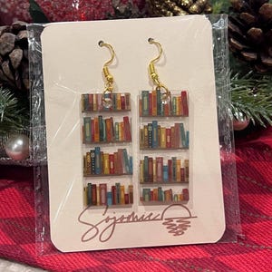 Vintage Library Bookshelf Earrings - Unique Literary Gift for Book Lovers