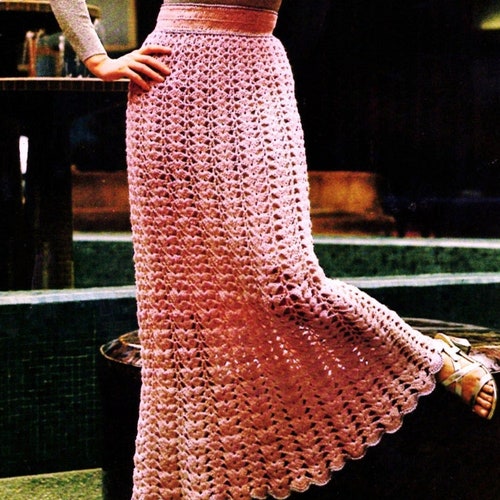 PDF Pattern 70s Sweet Lace Long Skirt Crochet Pattern misses Etsy