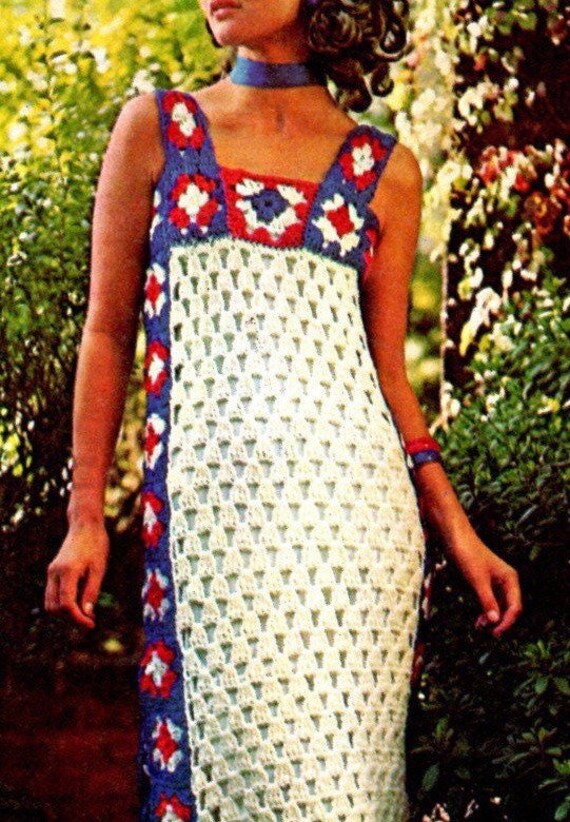 70's Crochet PDF Pattern of Long Summer Dress Beach - Etsy