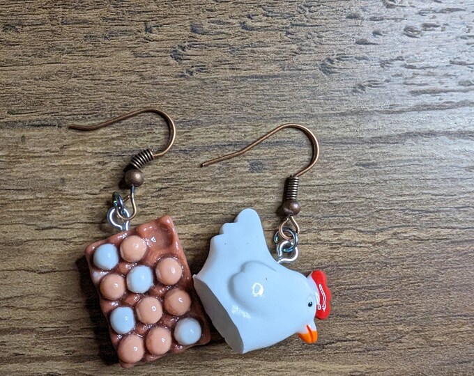 Handmade Chicken & Egg Earrings